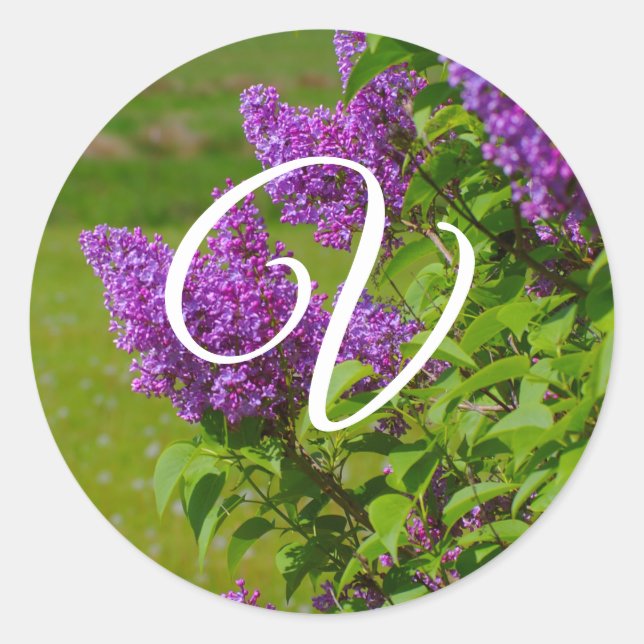 Sticker Rond Jolies Fleurs violettes, Phoques d'enveloppes Mono (Devant)