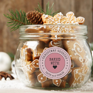 Sticker Rond Jolies friandises de Noël cœur personnalisées