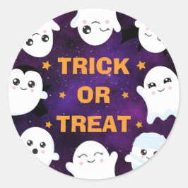 Sticker Rond Jolis fantômes d'Halloween Trick or Treat
