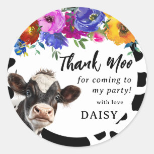Sticker Rond Jolis Fleurs 'Vache Sacrée' Merci Meuh
