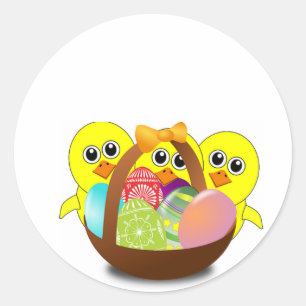 Sticker Rond Jolis lapins de Pâques