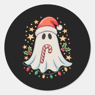 Sticker Rond Jolis Lumières de Fantôme d'Arbre de Gâteau Joyeux
