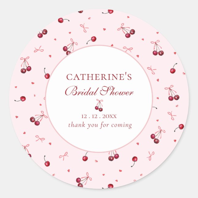 Sticker Rond Jolis nœuds roses cerise Merci (Devant)