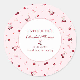 Sticker Rond Jolis nœuds roses cerise Merci