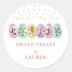 Sticker Rond Jolis œufs de Pâques aquarelle bonbons de Pâques