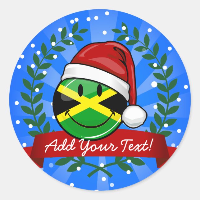 Sticker Rond Jolly Jamaican Drapeau style Noël (Devant)