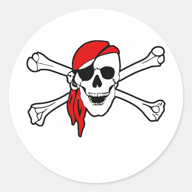Sticker Rond Jolly roger à bandana rouge (Devant)