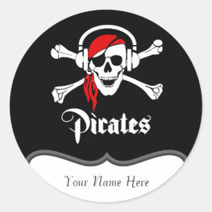 Sticker Rond Jolly roger pirate