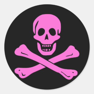 Sticker Rond Jolly roger rose