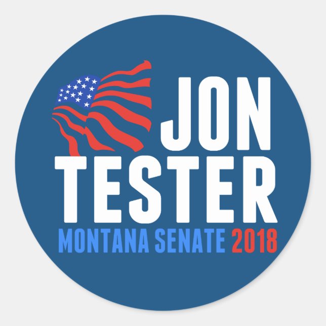 Sticker Rond Jon Tester pour le Sénat du Montana 2018 (Devant)
