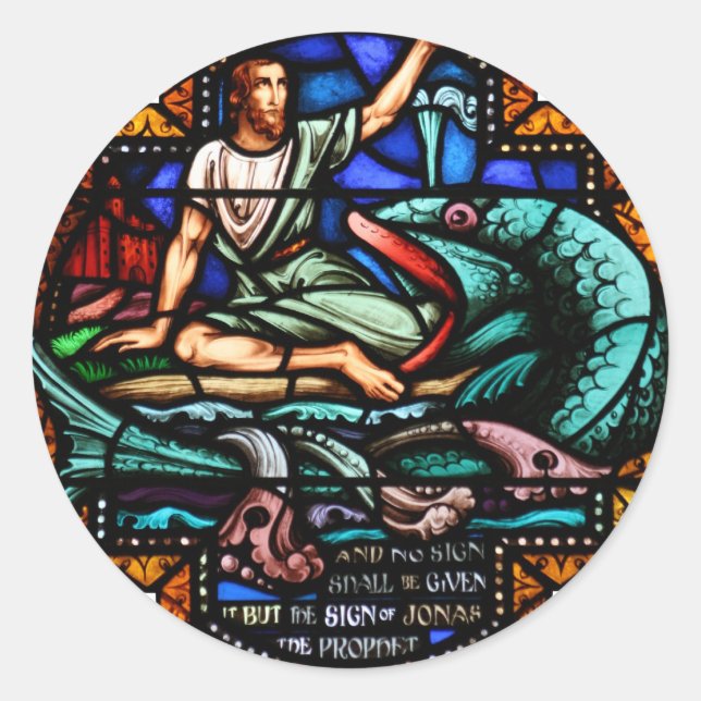 Sticker Rond Jonah et l'art du verre de baleine (Devant)