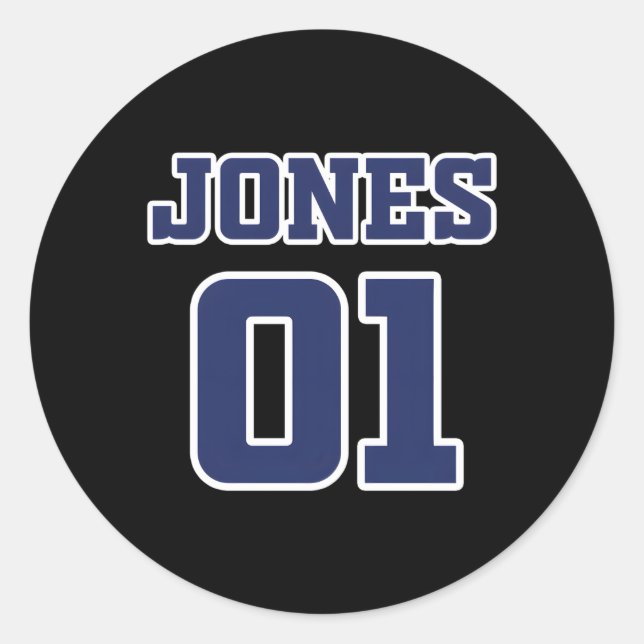 Sticker Rond Jones 01 American Sports Numbers Football Hockey F (Devant)