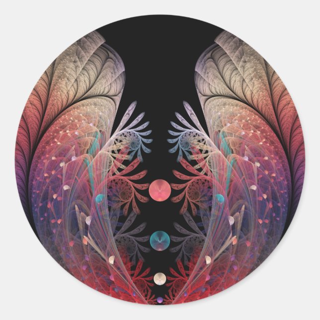 Sticker Rond Jonglage Abstrait Fantastique Moderne Art Fractal (Devant)