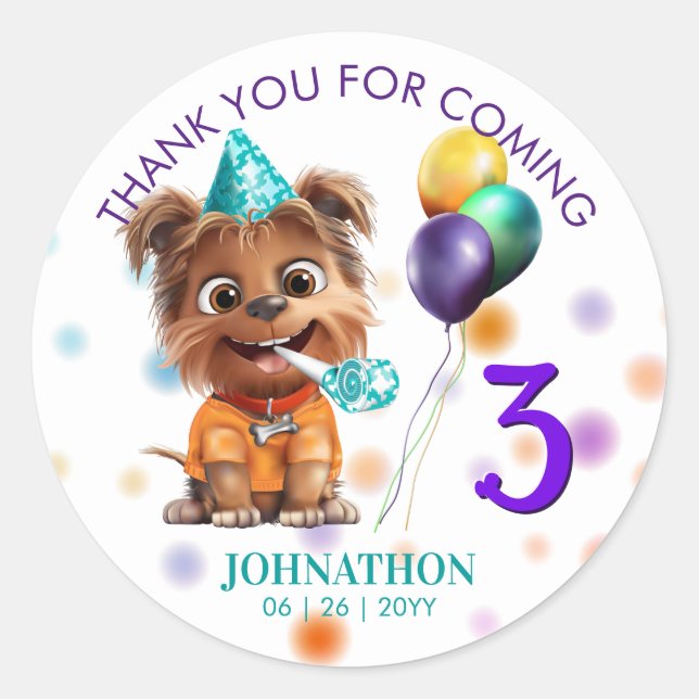 Sticker Rond Jote Chien Chien Chien Chien Anniversaire (Devant)