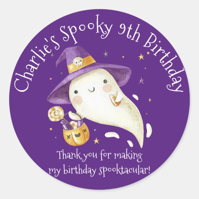 Sticker Rond Jote Éffrayant Fantôme Halloween garçon ou fille A (Devant)