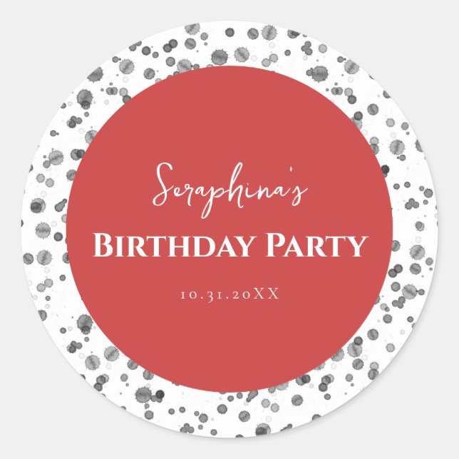 Sticker Rond Jote Red Dalmatie fête d'anniversaire (Devant)