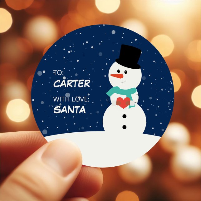 Sticker Rond Jote Snowman Enfants Cadeau de Noël (Créateur téléchargé)