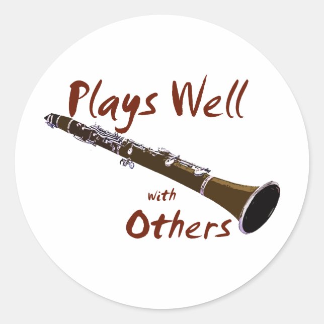 Sticker Rond Joue bien avec d'autres Clarinet (Devant)