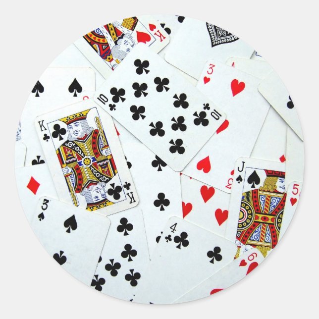 Sticker Rond Jouer à des jeux de cartes (Devant)