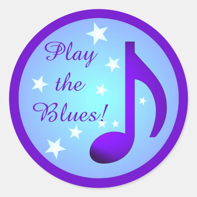 Sticker Rond Jouer Blues Purple Blue Note Cercle Stars (Devant)