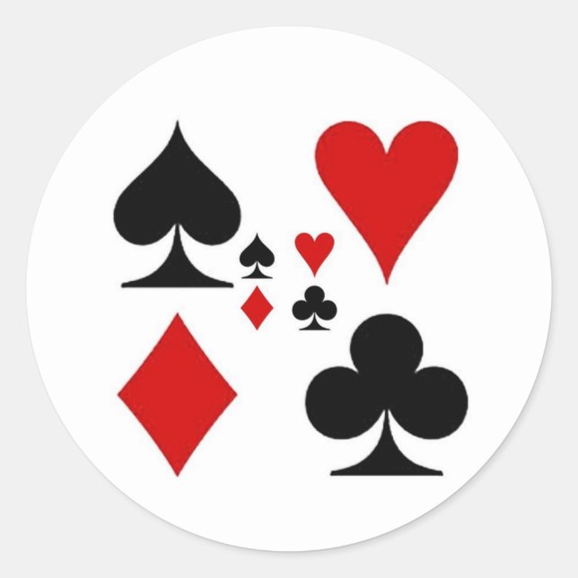 STICKER ROND JOUER CARD SUITES CADEAUX (Devant)