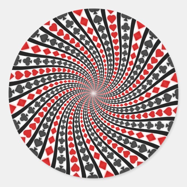 Sticker Rond Jouer Carte Convient Spiral : (Devant)