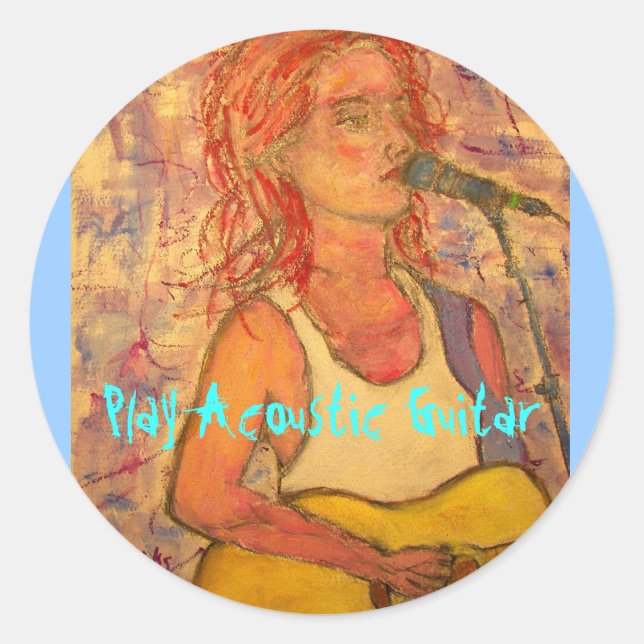 Sticker Rond Jouer Guitare acoustique (Devant)