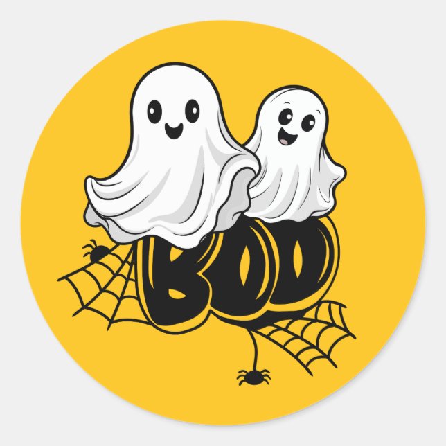 Sticker Rond Jouer Happy Ghost Duo (Devant)