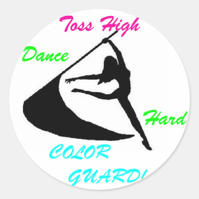 Sticker Rond Jouer haut, Danse dur, Garde couleur (Devant)