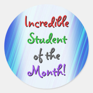 Sticker Rond Jouer "Incroyable étudiant du mois!"