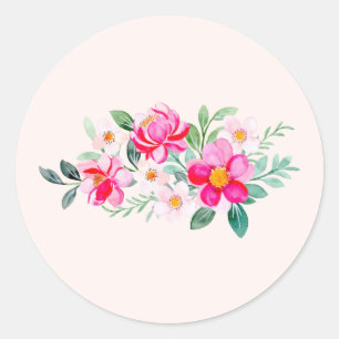 Sticker Rond Jouer Joli Bouquet de Fleur Rose