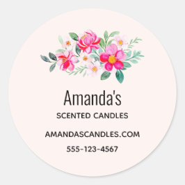 Sticker Rond Jouer Joli Bouquet Fleur Rose Affaires
