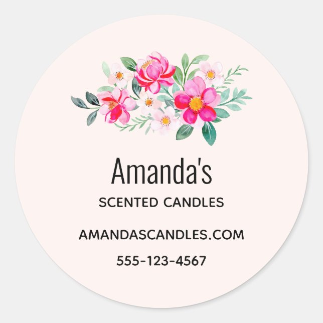 Sticker Rond Jouer Joli Bouquet Fleur Rose Affaires (Devant)