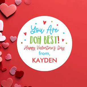 Sticker Rond Jouer personnalisé Doh Valentine Day Treat