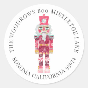 Sticker Rond Jouet de Noël Soldat Aquarelle Adresse de retour