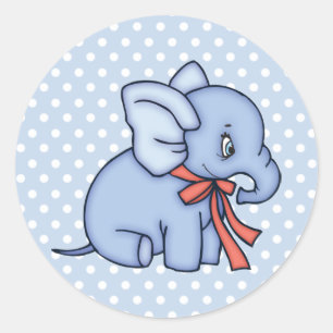 Sticker Rond Jouet éléphant bleu