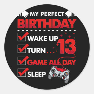 Sticker Rond Joueur 13 ans Garçon 13ème Jeu d'Anniversaire Parf