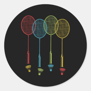 Sticker Rond Joueur Badminton Team Shuttle Coach Match Badminto