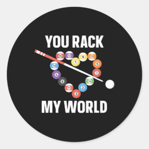 Sticker Rond Joueur Billard Ball Pun Coeur Valentines Da