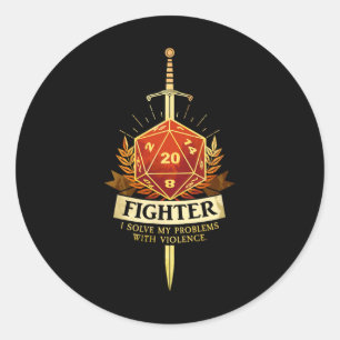 Sticker Rond Joueur Cl Combattant Rpg Trpg Fantastique Jeux - N
