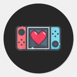 Sticker Rond Joueur Coeur Pixel Valentines Jour T Pour Les Homm