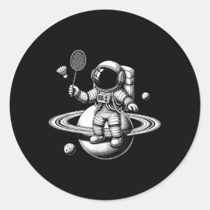 Sticker Rond Joueur de badminton de l'astronaute spatial navett