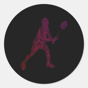 Sticker Rond Joueur de badminton de squash de badminton Navette