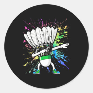 Sticker Rond Joueur de badminton drôle Enfants Garçons Hommes F