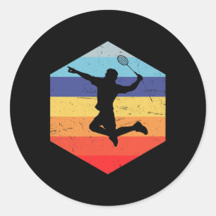 Sticker Rond Joueur de badminton masculin de squash