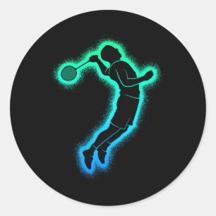 Sticker Rond Joueur de badminton navette enfants hommes badmint