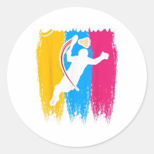 Sticker Rond Joueur de badminton Navette Temps Smash Raquettes 