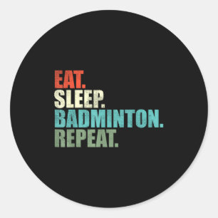 Sticker Rond Joueur de badminton rétro vintage 