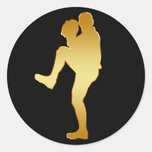 STICKER ROND JOUEUR DE BASEBALL D'OR