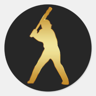 STICKER ROND JOUEUR DE BASEBALL D'OR